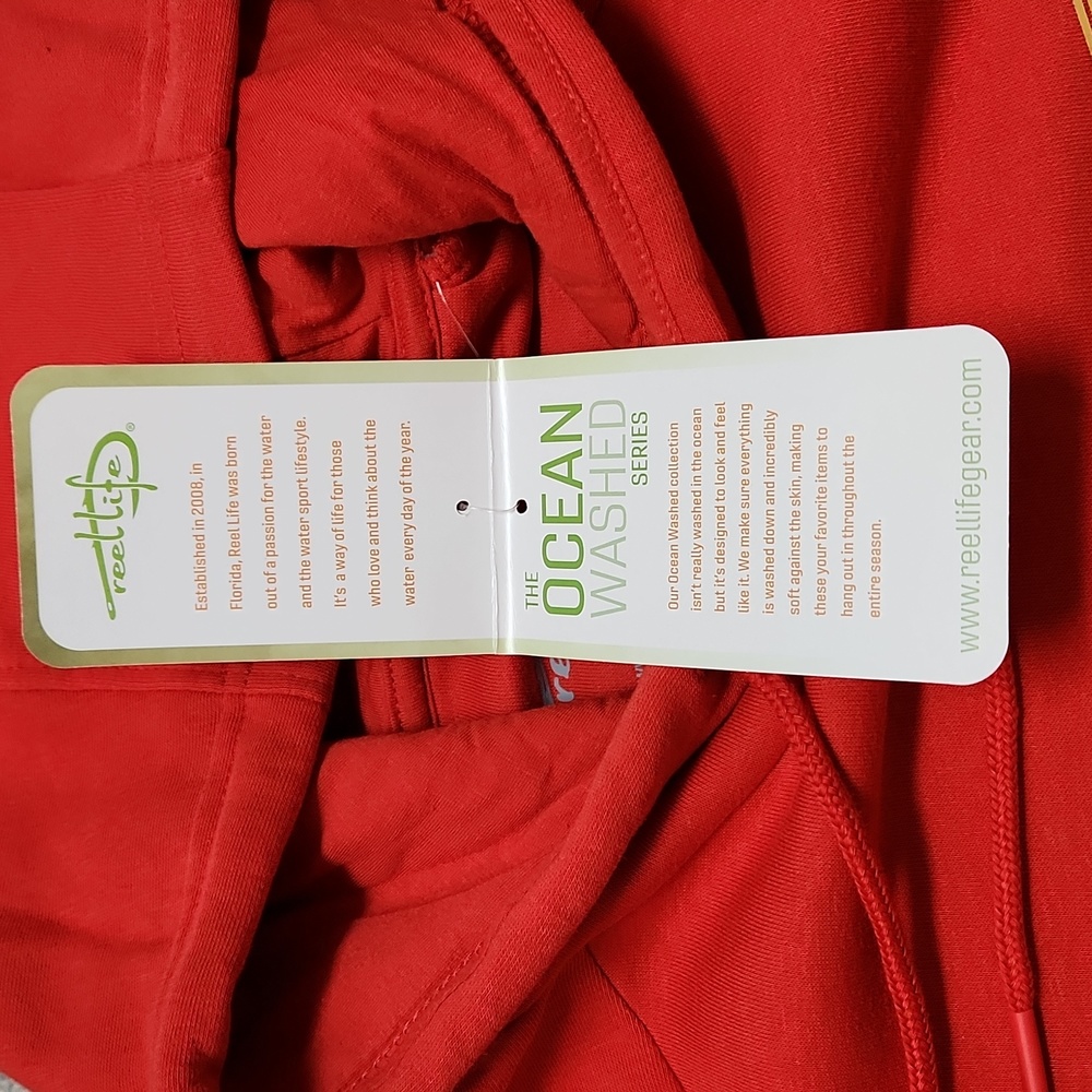 Reel Life Sweatshirt Hoodie Red XL Fisherman Graphic on Back - Picture 8 of 11